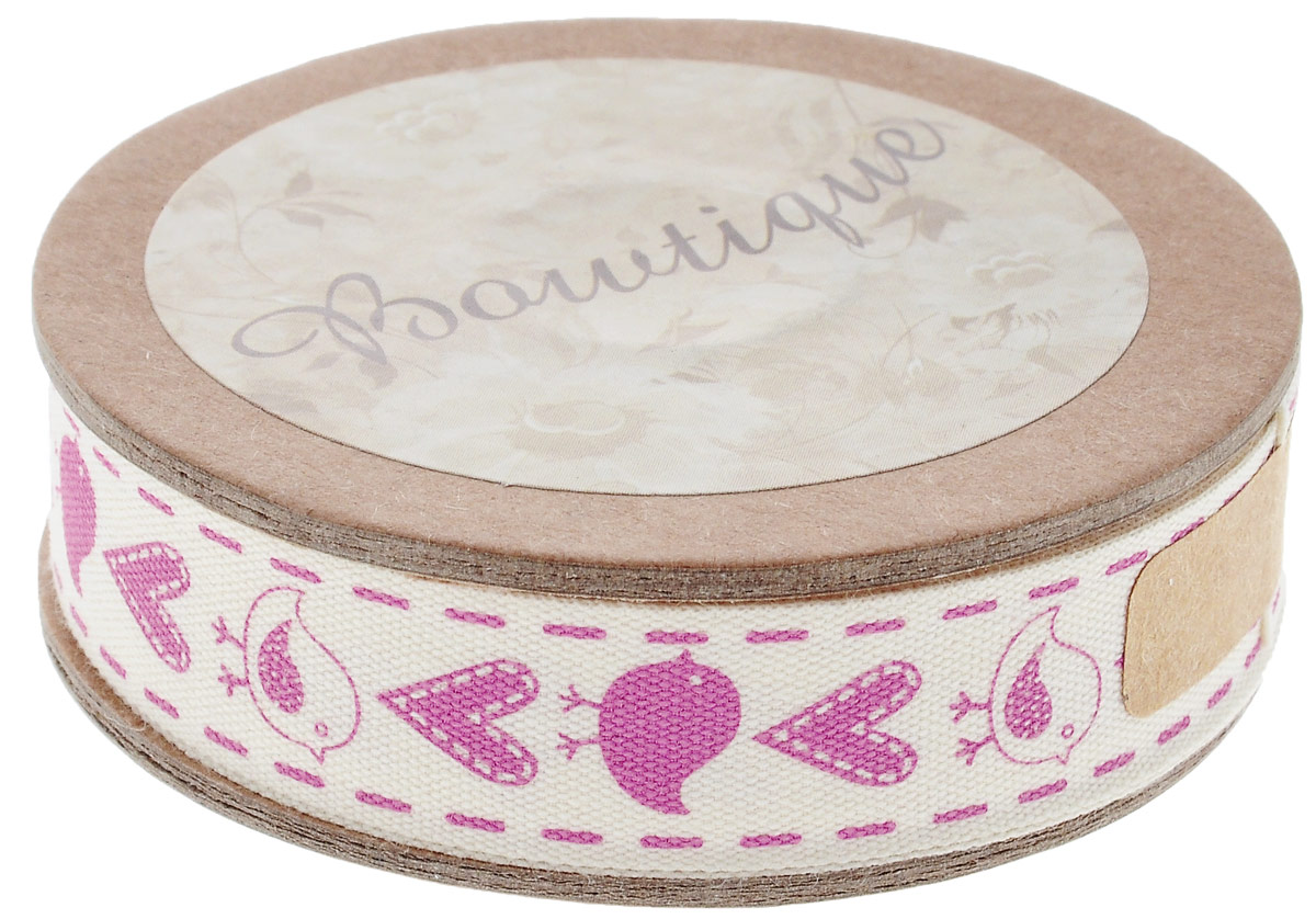 Лента хлопковая Hemline Птички и сердечки, цвет: молочный, розовый, 1,5 х 500 смVR15.060 Лента хлопковая Hemline Птички и сердечки, цвет: молочный, розовый, 1,5 х 500 смVR15.060Лента на картонной катушке Hemline Птички и сердечки выполнена из хлопка. Такая лента идеально подойдет для оформления различных творческих работ, может использоваться для скрапбукинга, создания аппликаций, декора коробок и открыток, часто ее применяют при пошиве одежды, сумок, аксессуаров. Лента наивысшего качества практична в использовании. Она станет незаменимым элементом в создании вашего рукотворного шедевра.