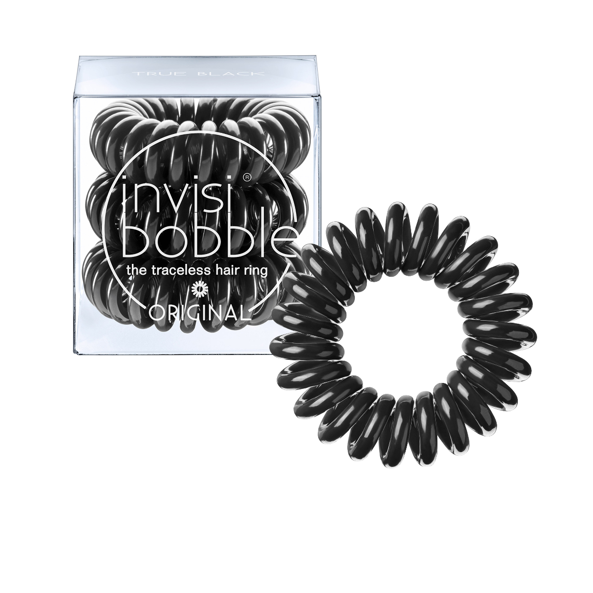 Invisibobble Резинка-браслет для волос Original True Black3040 Invisibobble Резинка-браслет для волос Original True Black3040Оттенок invisibobble true black из коллекции ORIGINAL для всех, кто придерживается классического стиля! В коллекцию ORIGINAL вошли наиболее популярные цвета резинок-браслетов, а также новые цвета для создания безупречного образа на каждый день. Резинки-браслеты invisibobble подходят для всех типов волос, надежно фиксируют причёску, не оставляют заломов и не вызывают головную боль благодаря неравномерному распределению давления на волосы. Кроме того, они не намокают и не вызывают аллергию при контакте с кожей, поскольку изготовлены из искусственной смолы.