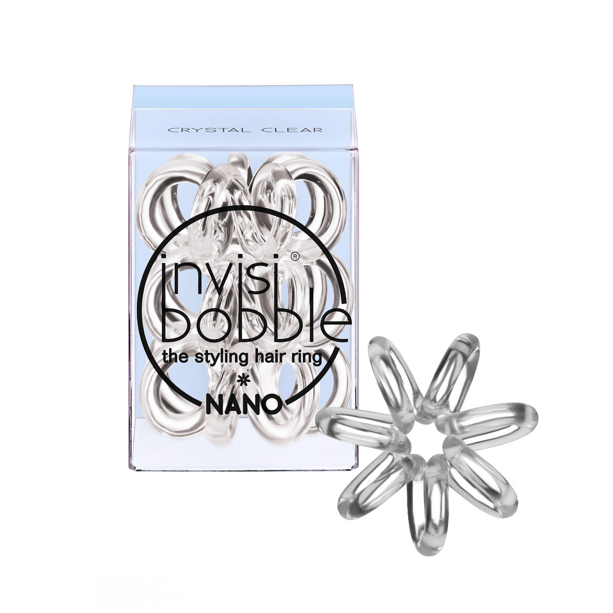 Invisibobble Резинка для волос Nano Crystal Clear3050 Invisibobble Резинка для волос Nano Crystal Clear3050Скрытую в элегантной высокой причёске или переливающуюся на солнце, скрепляя хвост - эту прозрачную резинку invisibobble crystal clear из коллекции NANO обожают все! Коллекция invisibobble NANO создана специально для создания причёсок! Резиночки invisibobble NANO гораздо меньше в размере, чем invisibobble ORIGINAL, тем самым они идеально подходят для создания самых разнообразных причёсок, а также для детских волос. Резинки invisibobble подходят для всех типов волос, надежно фиксируют причёску, не оставляют заломов и не вызывают головную боль благодаря неравномерному распределению давления на волосы. Кроме того, они не намокают и не вызывают аллергию при контакте с кожей, поскольку изготовлены из искусственной смолы.