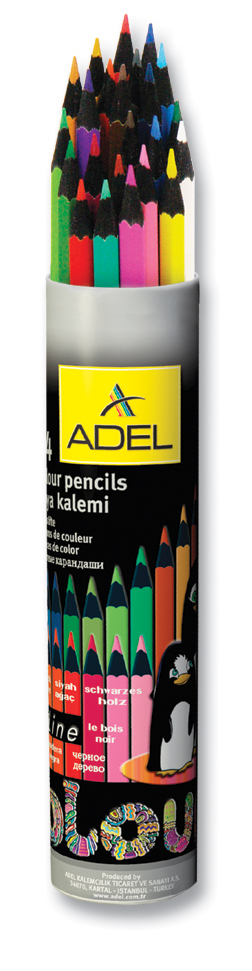 Adel Набор цветных карандашей Blackline PB 24 цвета 211-2362-003211-2362-003 Adel Набор цветных карандашей Blackline PB 24 цвета 211-2362-003211-2362-003Набор цветных карандашей Adel Blackline - великолепный инструмент для творческой самореализации ребенка. Широкая цветовая палитра создает наилучшие условия для воплощения фантазии и вдохновения вашего маленького художника. Оправа из специального черного дерева облегчает затачивание карандаша, а качественный грифель диаметром 3 мм позволяет выбирать оптимальный уровень заточки в соответствии со своими потребностями и художественным стилем. Компактный алюминиевый тубус с плотно закрывающейся крышкой гарантирует удобство и аккуратность при хранении и транспортировке.