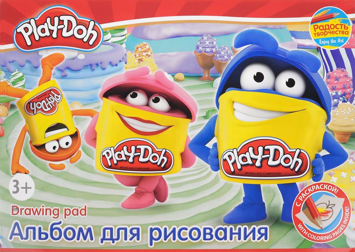 Play-Doh Альбом для рисования 20 листов цвет синий72523WD Play-Doh Альбом для рисования 20 листов цвет синий72523WDАльбом для рисования Play-Doh будет вдохновлять ребенка на творческий процесс.Альбом изготовлен из белоснежной бумаги с яркой обложкой из плотного картона, оформленной изображением веселых Додошек. Внутренний блок альбома состоит из 20 листов бумаги. Первые 2 листа в альбоме - раскраски. При необходимости ребенок может извлечь раскраски из альбома, не повредив его.Высокое качество бумаги позволяет рисовать в альбоме карандашами, фломастерами, акварельными и гуашевыми красками. Во время рисования совершенствуются ассоциативное, аналитическое и творческое мышление. Занимаясь изобразительным творчеством, малыш тренирует мелкую моторику рук, становится более усидчивым и спокойным.