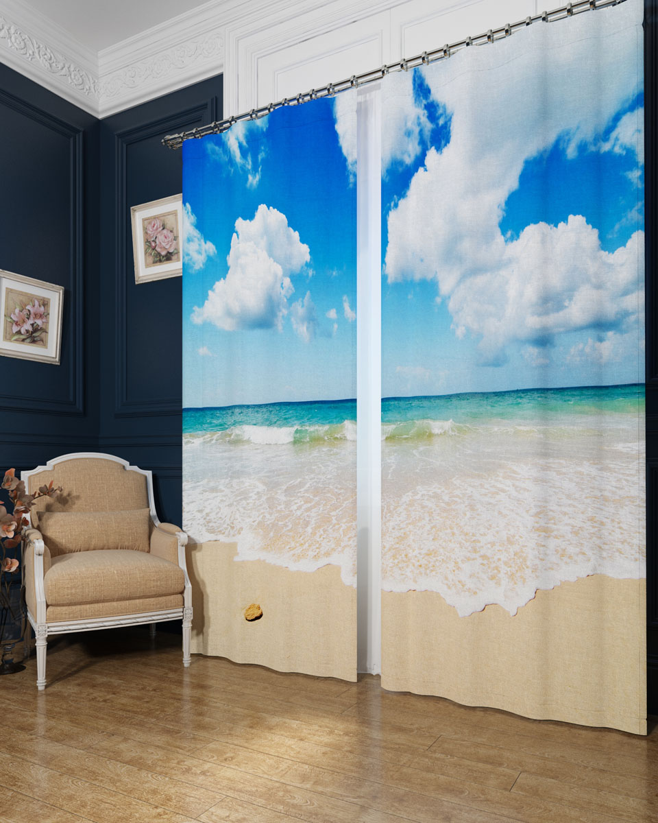 Комплект фотоштор Сирень Карибское море, на ленте, высота 260 см. 02970-ФШ-БЛ-00102970-ФШ-БЛ-001 Комплект фотоштор Сирень Карибское море, на ленте, высота 260 см. 02970-ФШ-БЛ-00102970-ФШ-БЛ-001Фотошторы Сирень Карибское море, выполненные из блэкаута, отлично дополнят украшение любого интерьера. Блэкаут - это трехслойная светонепроницаемая ткань - 100% полиэстер, по структуре напоминает плотный хлопок, очень мягкий,с небольшим сероватым оттенком из-за черной нити, входящей в состав ткани. Блэкаут не требует особого ухода, хорошо драпируется. Пропускает солнечные лучи не более 5%. Крепление на карниз при помощи шторной ленты на крючки. В комплекте 2 шторы. Ширина одного полотна: 145 см. Высота штор: 260 см. Рекомендации по уходу: стирка при 30 градусах, гладить при температуре до 110 градусов. Изображение на мониторе может немного отличаться от реального.