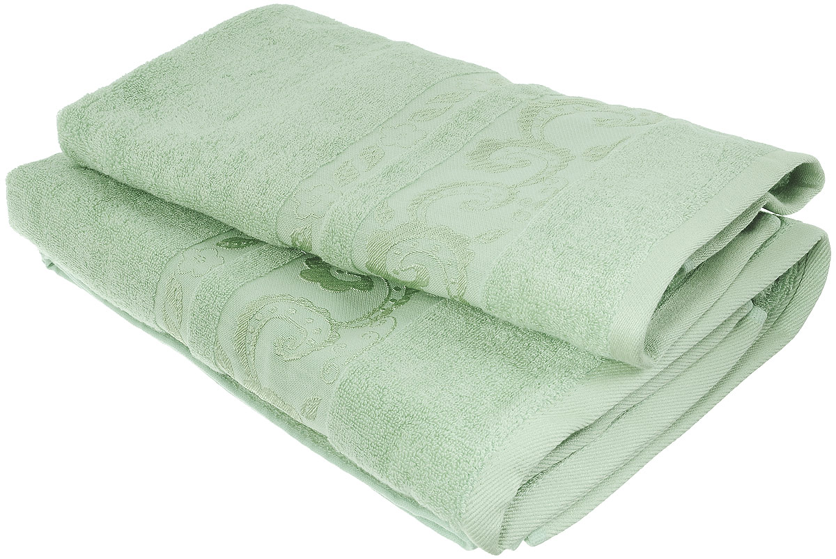 Набор бамбуковых полотенец Home Textile Индийский огурец, цвет: светло-зеленый, 2 шт68/5/3 Набор бамбуковых полотенец Home Textile Индийский огурец, цвет: светло-зеленый, 2 шт68/5/3Набор Home Textile Индийский огурец состоит из двух полотенец разного размера, выполненных из бамбука с добавлением хлопка (70% бамбук, 30% хлопок). Полотенца имеют гладкую, шелковистую, приятную на ощупь текстуру, бордюры декорированы принтом индийский огурец. Мягкие и уютные, они прекрасно впитывают влагу, легко стираются и быстро сохнут. Кроме того, бамбуковые полотенца отличаются высокой износоустойчивостью и долгим сроком службы, а также обладают антибактериальными свойствами. Такой набор полотенец подарит массу положительных эмоций и приятных ощущений.Размеры полотенец: 50 х 90 см; 70 х 140 см.