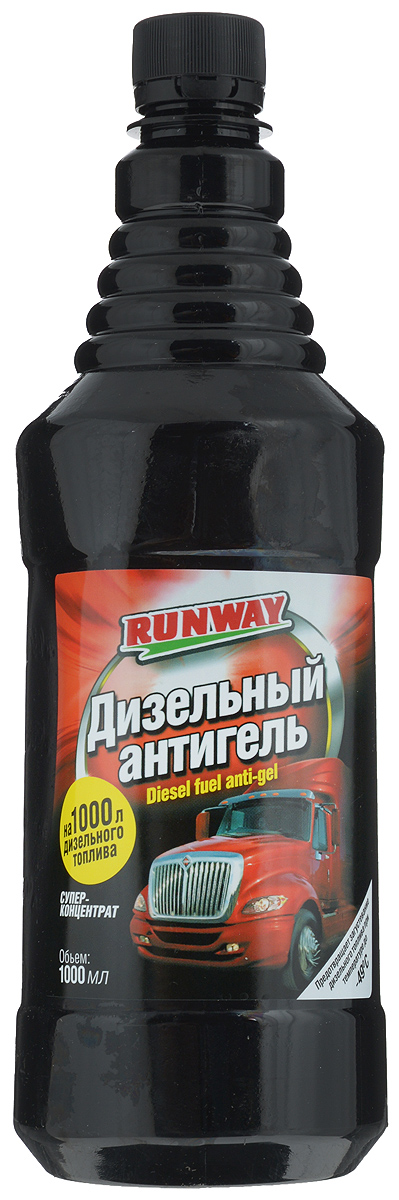 Антигель дизельный Runway, 1 лRW10060 Антигель дизельный Runway, 1 лRW10060Дизельный антигель Runway препятствует росту восковых кристаллов и загустеванию дизельного топлива при низких температурах. Предотвращает загустевание дизельного топлива при температурах до -40°С. Снижает предельную температуру фильтруемости до -36°С. Предотвращает замерзание топливной системы. Совместим со всеми видами дизельного топлива. Внимание! Продукт не вызывает оттаивания замерзшего дизельного топлива. Товар сертифицирован.