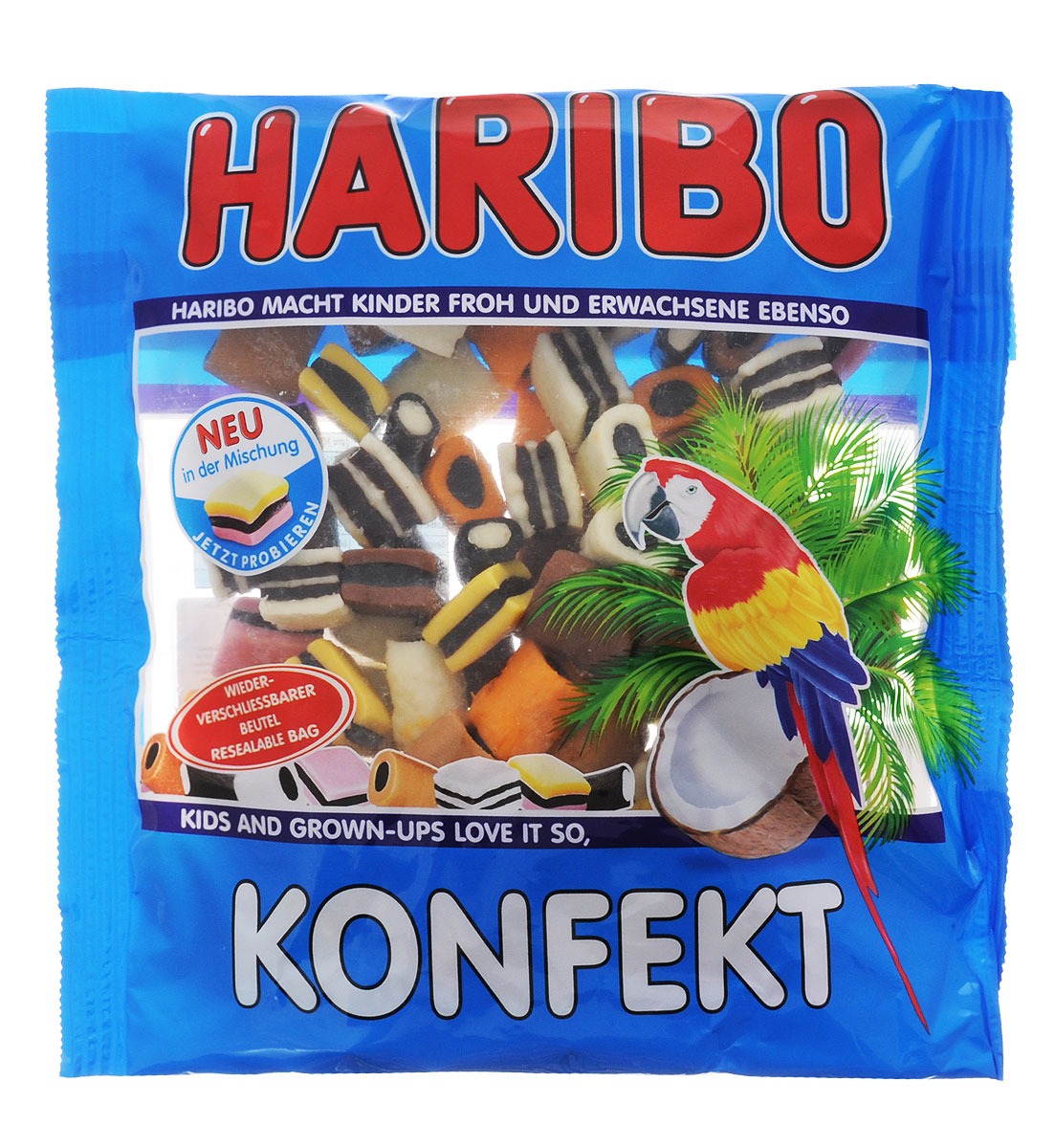 Haribo Konfekt конфеты жевательные с лакрицей и какао, 500 г15042 Haribo Konfekt конфеты жевательные с лакрицей и какао, 500 г15042Вы всегда хотели узнать, что такое лакрица, но боялись попробовать? Haribo Konfekt - это пожалуй лучший способ знакомства с лакричными сладостями! В сочетании с кокосом, какао, лимоном и клубникой, лакрица деликатно раскрывает свой вкус и помогает новичкам познать всю прелесть этой традиционной европейской сладости.