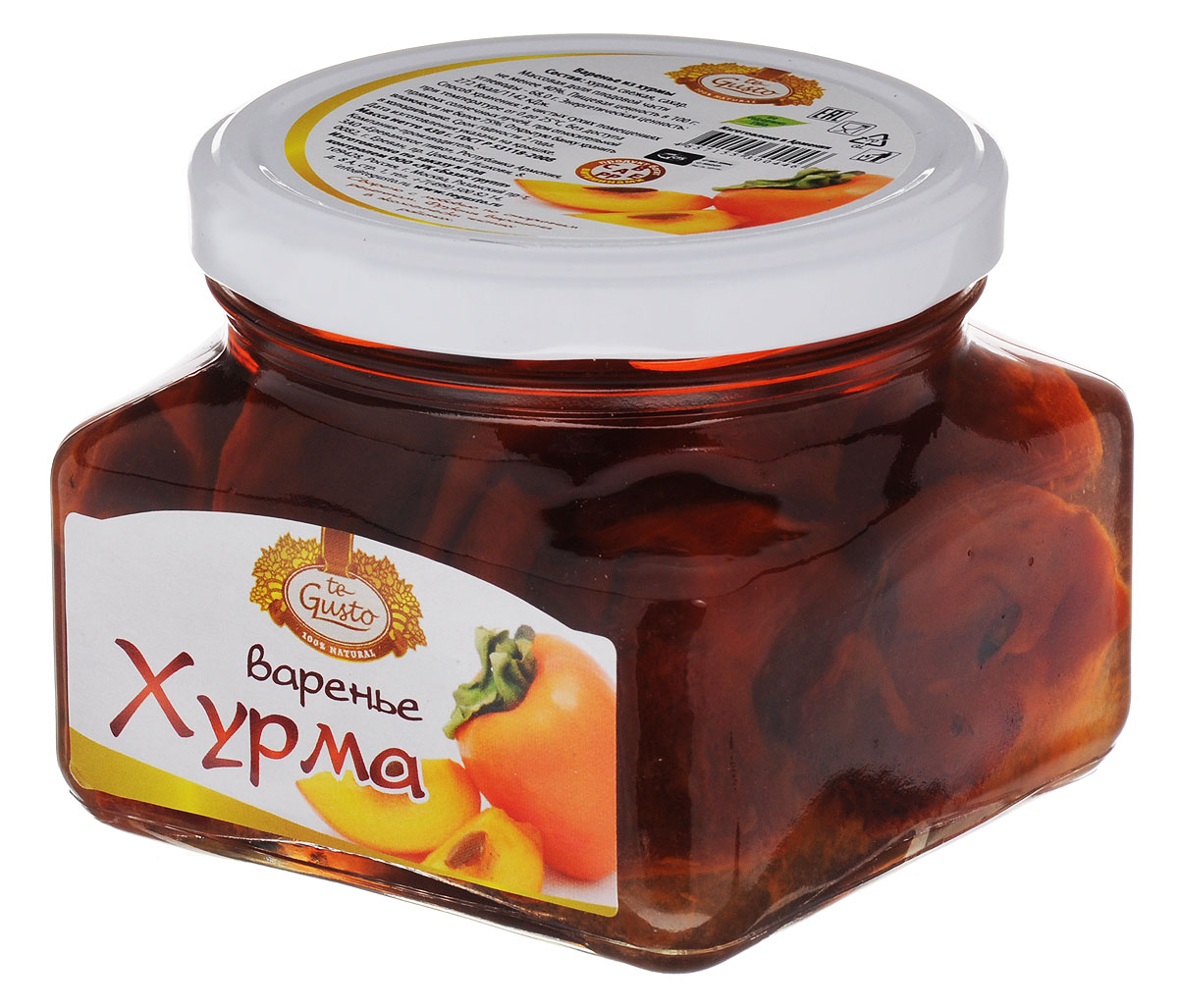 te Gusto варенье из хурмы, 430 г4657155300446 te Gusto варенье из хурмы, 430 г4657155300446Варенье из хурмы от te Gusto имеет уникальные вкусовые качества и полезные свойства. Хурма – это род деревьев и кустарников семейства эбеновых. Многие их разновидности имеют съедобные плоды – те самые солнечно-оранжевые шарики. Родиной этой культуры является Китай. Один из самых популярных видов – хурма восточная. Некоторые ее сорта носят поэтическое название королек. Именно плоды хурмы восточной считаются самыми полезными. Хурма – диетический и очень питательный продукт. Нескольких плодов вполне достаточно, чтобы утолить голод. Хурма содержит множество витаминов, различных полезных веществ и органических соединений, необходимых для нормальной жизнедеятельности человеческого организма.