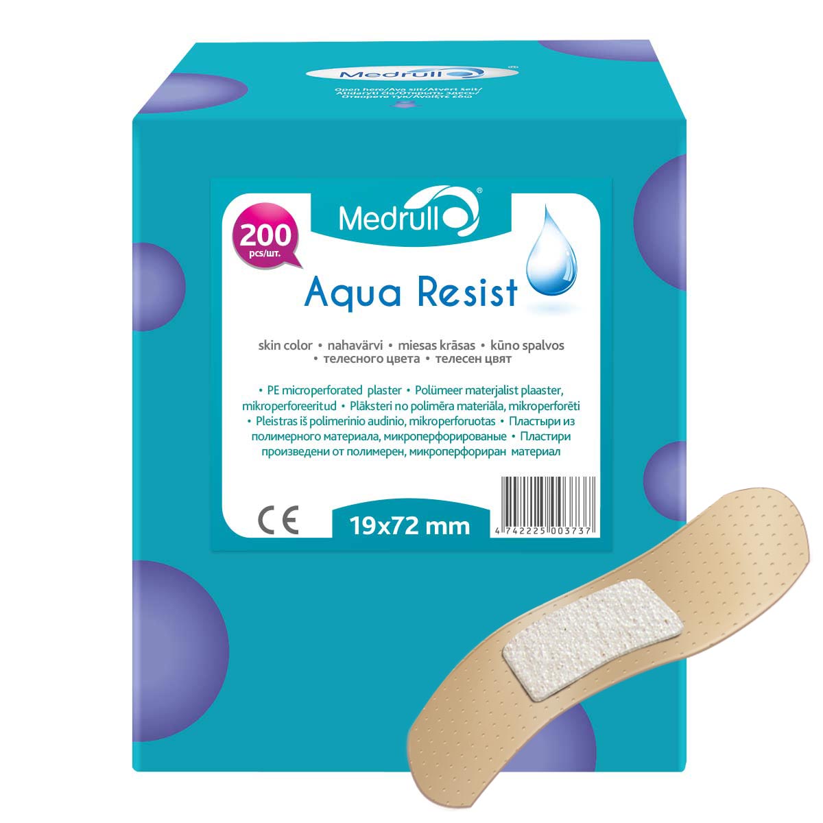 Medrull Набор пластырей Aqua Resist, 1,9х7,2 см, №2000003934 Medrull Набор пластырей Aqua Resist, 1,9х7,2 см, №2000003934Универсальные пластыри удобно и легко защитят рану от попадания влаги и грязи. Изготовлены из тонкого, перфорированного, полимерного материала, благодаря перфорации не препятствуют доступу воздуха к коже. Свойства пластыря: водонепроницаемые, грязенепроницаемые, гипоаллергенные, эластичные, дышащие, плотно прилегающие. Абсорбирующая подушечка изготовлена из вискозы и обладает высокой впитываемостью. Верхняя часть подушечки обработана полипропиленом, что защищает от вероятности прилипания пластыря к поврежденной поверхности кожи.