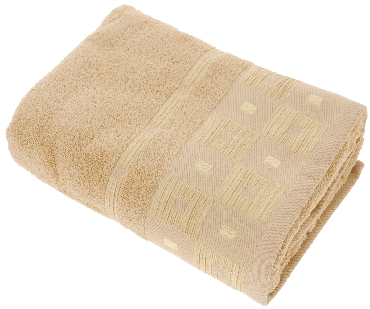 Полотенце махровое Aisha Home Textile Квадраты, цвет: шампань, 70 х 140 смУзТ-ПМ-114-09-29к Полотенце махровое Aisha Home Textile Квадраты, цвет: шампань, 70 х 140 смУзТ-ПМ-114-09-29кПолотенце Aisha Home Textile Квадраты выполнено из натуральной гладкокрашеной махровой ткани (100% хлопок). Изделие отлично впитывает влагу, быстро сохнет, не линяет, сохраняет яркость цвета и не теряет форму даже после многократных стирок. Изысканный бордюр с геометрическим рисунком придает изделию элегантный внешний вид, поэтому оно подойдет для любого интерьера ванной комнаты. Полотенце очень практично и неприхотливо в уходе. Оно станет достойным выбором для вас и приятным подарком для ваших близких. Полотенце упаковано в стильную подарочную коробку.