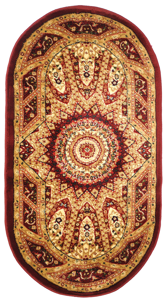 Ковер Kamalak Tekstil, овальный, 80 x 150 см. УК-0245УК-0245 Ковер Kamalak Tekstil, овальный, 80 x 150 см. УК-0245УК-0245Ковер Kamalak Tekstil изготовлен из прочного синтетического материала heat-set, улучшенного варианта полипропилена (эта нить получается в результате его дополнительной обработки). Полипропилен износостоек, нетоксичен, не впитывает влагу, не провоцирует аллергию. Структура волокна в полипропиленовых коврах гладкая, поэтому грязь не будет въедаться и скапливаться на ворсе. Практичный и износоустойчивый ворс не истирается и не накапливает статическое электричество. Ковер обладает хорошими показателями теплостойкости и шумоизоляции. Оригинальный рисунок позволит гармонично оформить интерьер комнаты, гостиной или прихожей. За счет невысокого ворса ковер легко чистить. При надлежащем уходе синтетический ковер прослужит долго, не утратив ни яркости узора, ни блеска ворса, ни упругости. Самый простой способ избавить изделие от грязи - пропылесосить его с обеих сторон (лицевой и изнаночной). Влажная уборка с применением шампуней и моющих средств не противопоказана. ...