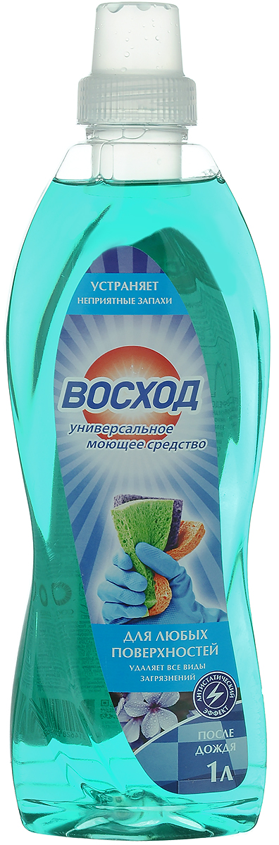 Средство для мытья любых поверхностей Восход После дождя, универсальное, 1 л4814628003826 Средство для мытья любых поверхностей Восход После дождя, универсальное, 1 л4814628003826Моющее средство Восход После дождя предназначено для мытья любых типов поверхностей: кафеля, линолеума, ламината, дерева, паркета и пластика. Устраняет запахи и эффективно удаляет загрязнения с любых твердых поверхностей, включая полы, стены, кухонные столешницы и шкафчики. Обладает антистатическим эффектом. Универсальное средство Восход После дождя - приятных аромат и безупречная чистота вашего дома. Товар сертифицирован.