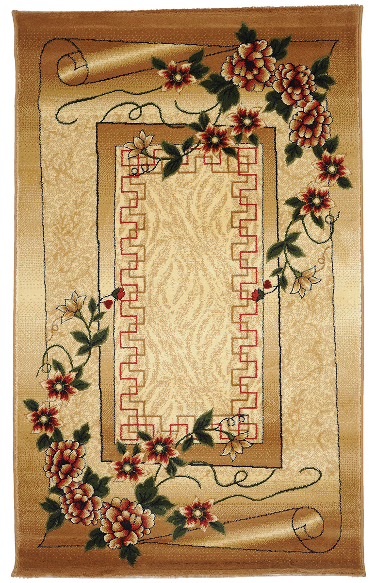 Ковер Kamalak Tekstil, прямоугольный, 100 x 150 см. УК-0059UP210DF Ковер Kamalak Tekstil, прямоугольный, 100 x 150 см. УК-0059UP210DFКовер Kamalak Tekstil изготовлен из прочного синтетического материала heat-set, улучшенного варианта полипропилена (эта нить получается в результате его дополнительной обработки). Полипропилен износостоек, нетоксичен, не впитывает влагу, не провоцирует аллергию. Структура волокна в полипропиленовых коврах гладкая, поэтому грязь не будет въедаться и скапливаться на ворсе. Практичный и износоустойчивый ворс не истирается и не накапливает статическое электричество. Ковер обладает хорошими показателями теплостойкости и шумоизоляции. Оригинальный рисунок позволит гармонично оформить интерьер комнаты, гостиной или прихожей. За счет невысокого ворса ковер легко чистить. При надлежащем уходе синтетический ковер прослужит долго, не утратив ни яркости узора, ни блеска ворса, ни упругости. Самый простой способ избавить изделие от грязи - пропылесосить его с обеих сторон (лицевой и изнаночной). Влажная уборка с применением шампуней и моющих средств не противопоказана. Хранить рекомендуется в свернутом рулоном виде.