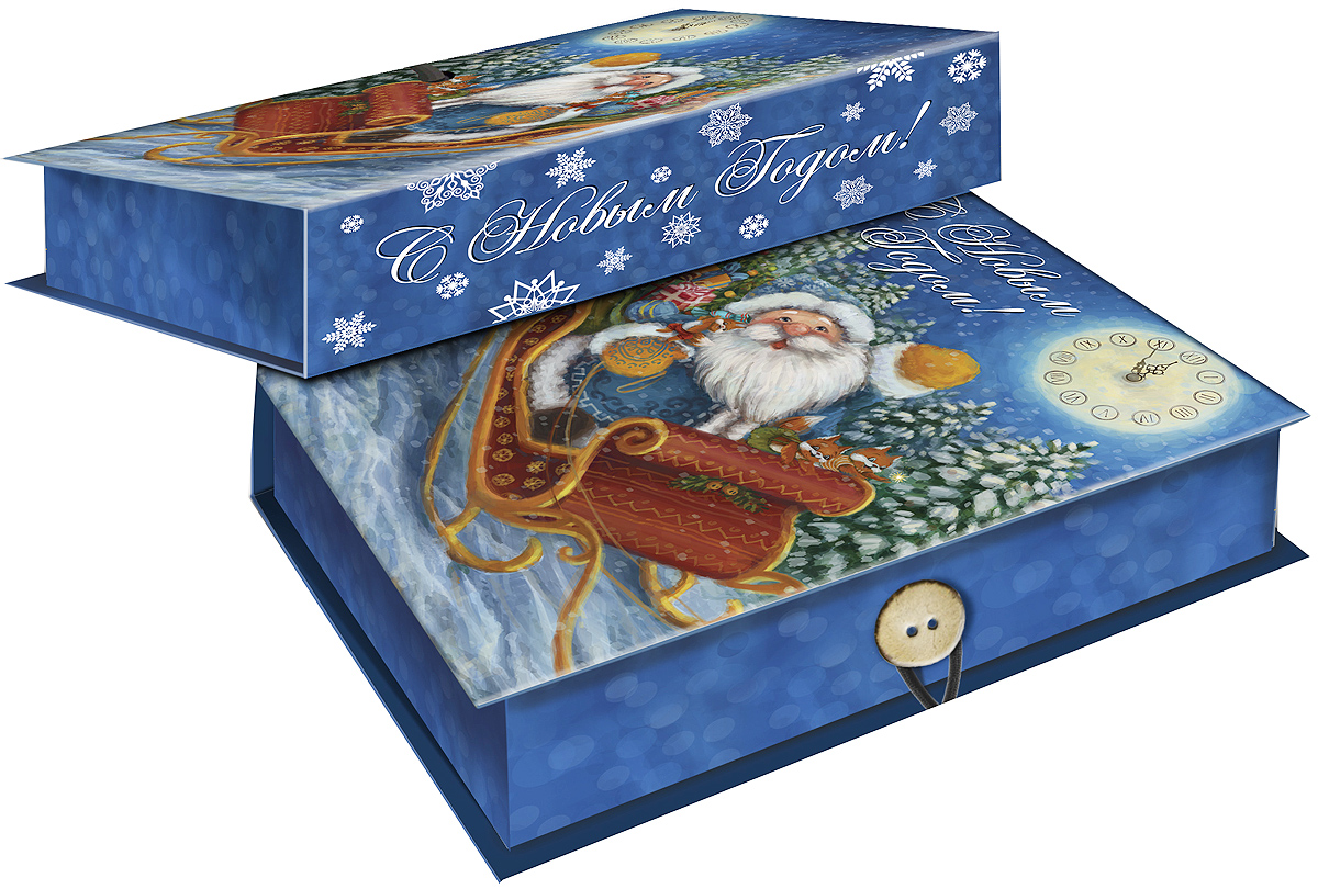 Коробка подарочная Magic Time Дед Мороз в санях, 20 х 14 х 6. 3927039270 Коробка подарочная Magic Time Дед Мороз в санях, 20 х 14 х 6. 3927039270Подарочная коробка Magic Time Дед Мороз в санях, выполненная из мелованного, ламинированного картона, закрывается на пуговицу. Крышка оформлена декоративным рисунком. Подарочная коробка - это наилучшее решение, если вы хотите порадовать ваших близких и создать праздничное настроение, ведь подарок, преподнесенный в оригинальной упаковке, всегда будет самым эффектным и запоминающимся. Окружите близких людей вниманием и заботой, вручив презент в нарядном, праздничном оформлении. Плотность картона: 1100 г/м2.