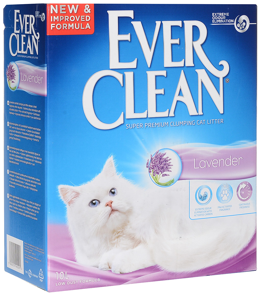 Наполнитель для кошачьего туалета Ever Clean Lavander, комкующийся, с ароматом лаванды, 10 л600701 Наполнитель для кошачьего туалета Ever Clean Lavander, комкующийся, с ароматом лаванды, 10 л600701Наполнитель Ever Clean Lavander - это элитная серия высококачественных комкующихся наполнителей с уникальными свойствами. Наполнитель состоит из специально обработанной и очищенной от пыли глины. Содержит ароматизатор с запахом лаванды, который начинает действовать при попадании влаги. Гранулы наполнителя обладают уникальными впитывающими свойствами и содержат активный компонент, который уничтожает запах, связанный с развитием микробов. В ядро каждой гранулы помещен специальным образом обработанный активированный уголь для максимального контроля запахов. Гранулы наполнителя не только отлично впитывают, но и образуют крепкие трудноразбиваемые комки. Состав: глина, активированный уголь, ароматизатор. Товар сертифицирован.