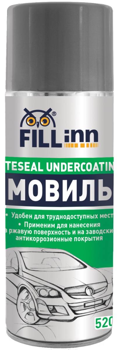 Мовиль Fill Inn, аэрозоль, 520 млFL020 Мовиль Fill Inn, аэрозоль, 520 млFL020Надежно защищает от коррозии скрытые полости в автомобиле и другой технике (пороги, корпуса дверей, стойки, лонжероны и т.п.). Используется для временной защиты днища кузова, арок колес и лакокрасочного покрытия в местах стыков и соединений деталей кузова. Мгновенно начинает действовать. Может наноситься на мокрую поверхность, так как обладает повышенной проникающей способностью. Состав при попадании на поверхность вытесняет влагу и образует толстую защитную плёнку. Практически не стекает с вертикальных поверхностей. Для удобства применения баллон снабжен распылительной трубкой с форсункой.