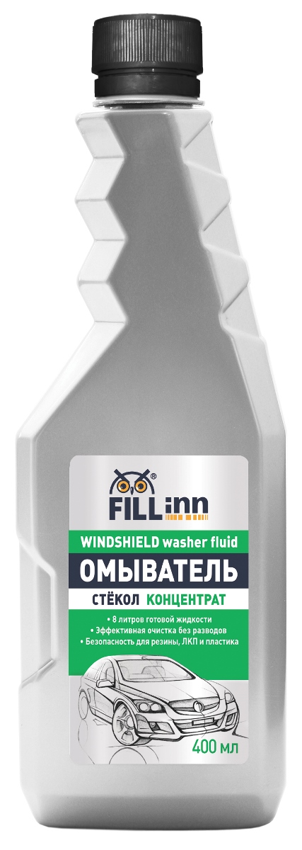 Очиститель стекол Fill Inn, летний, концентрат, 400 млFL073 Очиститель стекол Fill Inn, летний, концентрат, 400 млFL073Эффективно очищает стекла автомобиля от дорожной пыли и копоти, грязи и следов насекомых. Не оставляет разводов, обезжиривает поверхность стекол и рабочую поверхность щеток стеклоочистителя, повышая уровень безопасности управления автомобилем. Не наносит вреда резиновым, металлическим частям и лакокрасочному покрытию автомобиля. Имеет приятный аромат зеленого яблока.