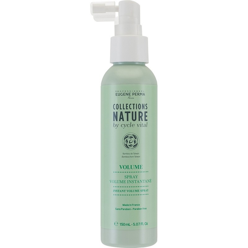 Eugene Perma Cycle Vital Nature Spray Volume Lissante - Спрей для мгновенного объёма волос 150 мл21033008 Eugene Perma Cycle Vital Nature Spray Volume Lissante - Спрей для мгновенного объёма волос 150 мл21033008Спрей для мгновенного объема волос Spray Volume Instantane Nature by Cycle Vital Eugene Perma Придает объем и фиксацию тонким волосам. Уплотняет волокна волос и возвращает им жизненную силу. Упрощает укладку. Не смывать. Экстракт бамбука Бамбук богат липидами, растительными белками и прочими питательными элементами, которые способствуют регенерации ослабленных и тонких волос.