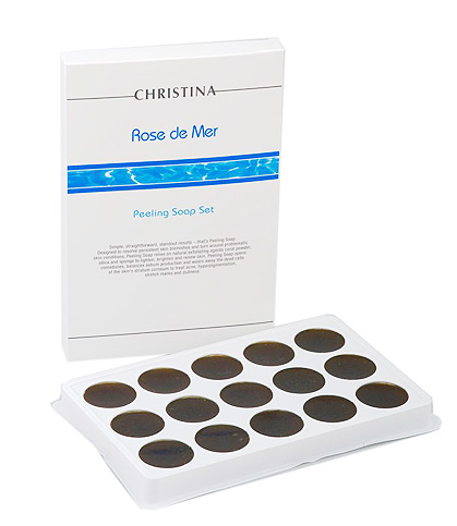 Christina Rose de Mer Soap Peel - Мыльный пилинг«Роз де Мер» Набор 15*30 грSP Christina Rose de Mer Soap Peel - Мыльный пилинг«Роз де Мер» Набор 15*30 грSPНабор Мыльный пилинг «Роз де Мер» Christina Rose de Mer Soap Pee. Это простой, но эффективный способ решения таких эстетических проблем, как акне, расширенные поры, пигментация, фолликулярный гиперкератоз («гусиная кожа»), огрубелости и шелушение. Может использоваться для кожи лица, декольте, спины, коленей, локтей и др. Мыло включает в себя порошок Роз де Мер — натуральный растительный пилинг с морскими кораллами, соль Мертвого Моря и травы из Бразилии. Это — замечательное средство, которое дает быстрые и прекрасные результаты и может применяться в домашних условиях.
