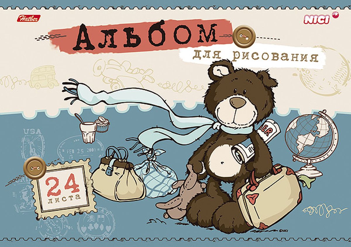 Hatber Альбом для рисования Любимые мишки 1522024А4В_15220 Hatber Альбом для рисования Любимые мишки 1522024А4В_15220Альбом для рисования Hatber из серии Любимые мишки непременно порадует маленького художника и вдохновит его на творчество. Альбом изготовлен из белоснежной бумаги с яркой обложкой из плотного картона, оформленной изображением милого медвежонка. В альбоме 24 листа. Способ крепления - металлические скрепки. Высокое качество бумаги позволяет рисовать в альбоме карандашами, фломастерами, акварельными и гуашевыми красками. Занимаясь изобразительным творчеством, ребенок тренирует мелкую моторику рук, становится более усидчивым и спокойным.