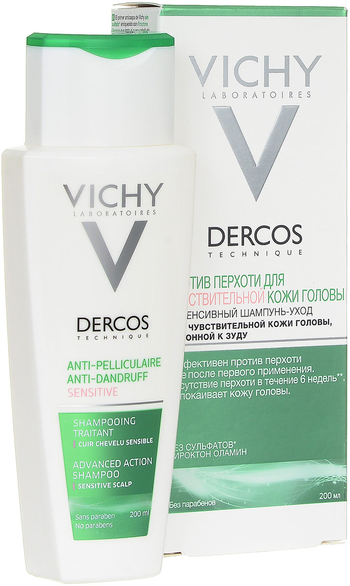 Vichy Шампунь-уход от перхоти для чувствительной кожи головы, 200 млM3533300 Vichy Шампунь-уход от перхоти для чувствительной кожи головы, 200 млM3533300Шампунь-уход от перхоти бережно очищает волосы и успокаивает кожу головы. Формула без сульфатов обогащена пироктон оламином, который воздействует на грибок, вызывающий появление перхоти. Устраняет перхоть и предупреждает ее повторное появление.