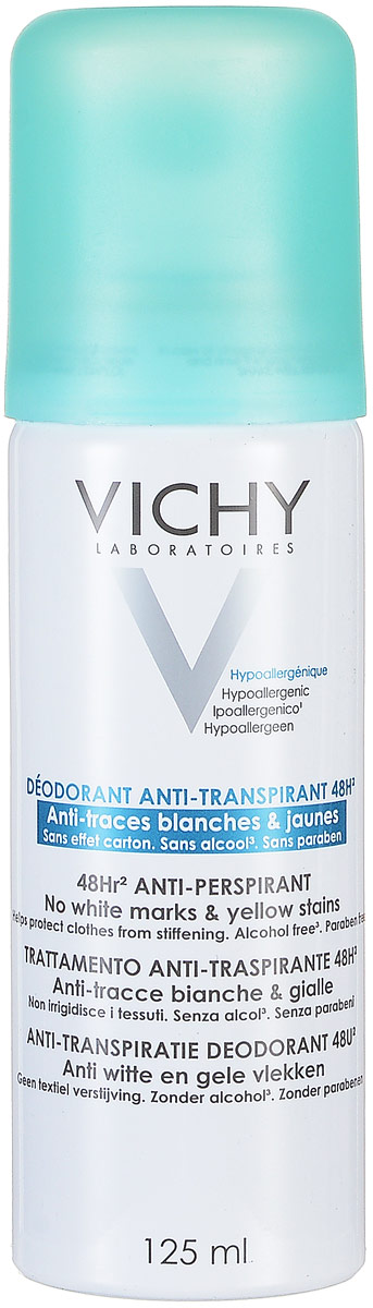 Vichy Дезодорант-антиперспирант 48 часов спрей против белых и желтых пятен, 125 млM5974600 Vichy Дезодорант-антиперспирант 48 часов спрей против белых и желтых пятен, 125 млM5974600Дезодорант обеспечивает надежную защиту на протяжении 48 часов. Быстро высыхает, оставляет ощущение мягкой, шелковистой кожи на протяжении всего дня. Предотвращает появление пятен на одежде. Протестировано под дерматологическим контролем. Гипоаллергенная формула, не содержит спирта, без парабенов.