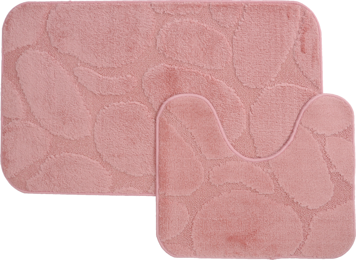 Набор ковриков для ванной MAC Carpet Рома. Камни, цвет: розовый, 60 х 100 см, 50 х 60 см, 2 шт21821 Набор ковриков для ванной MAC Carpet Рома. Камни, цвет: розовый, 60 х 100 см, 50 х 60 см, 2 шт21821Набор MAC Carpet Рома. Камни, выполненный из полипропилена, состоит из двух ковриков для ванной комнаты, один из которых имеет вырез под унитаз. Противоскользящее основание изготовлено из термопластичной резины. Коврики мягкие и приятные на ощупь, отлично впитывают влагу и быстро сохнут. Высокая износостойкость ковриков и стойкость цвета позволит вам наслаждаться покупкой долгие годы. Можно стирать вручную или в стиральной машине на деликатном режиме при температуре 30°С.