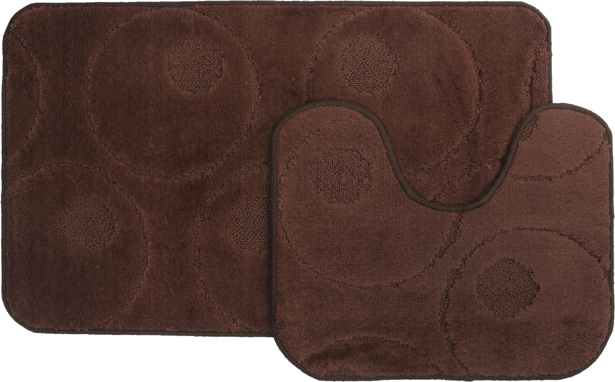 Набор ковриков для ванной MAC Carpet Рома. Круги, цвет: темно-коричневый, 60 х 100 см, 50 х 60 см, 2 шт21807 Набор ковриков для ванной MAC Carpet Рома. Круги, цвет: темно-коричневый, 60 х 100 см, 50 х 60 см, 2 шт21807Набор MAC Carpet Рома. Круги, выполненный из полипропилена, состоит из двух ковриков для ванной комнаты, один из которых имеет вырез под унитаз. Противоскользящее основание изготовлено из термопластичной резины. Коврики мягкие и приятные на ощупь, отлично впитывают влагу и быстро сохнут. Высокая износостойкость ковриков и стойкость цвета позволит вам наслаждаться покупкой долгие годы. Можно стирать вручную или в стиральной машине на деликатном режиме при температуре 30°С.