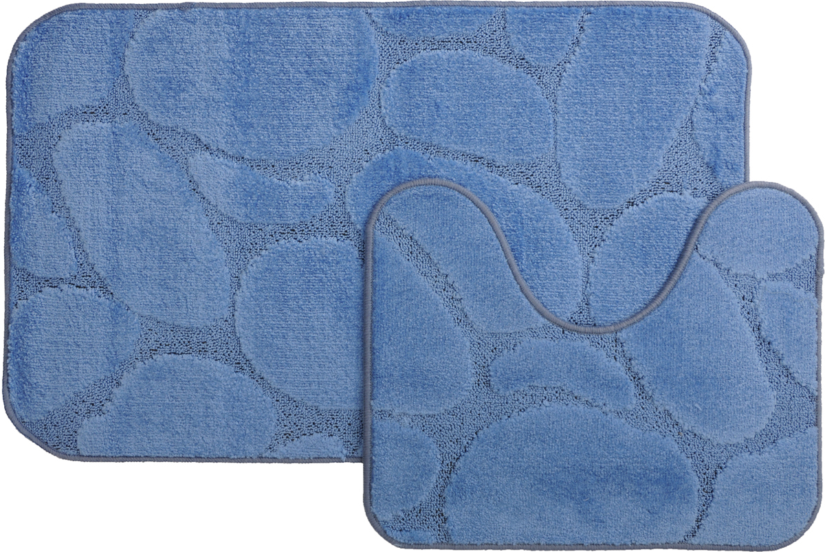 Набор ковриков для ванной MAC Carpet Рома. Камни, цвет: синий, 60 х 100 см, 50 х 60 см, 2 шт21826 Набор ковриков для ванной MAC Carpet Рома. Камни, цвет: синий, 60 х 100 см, 50 х 60 см, 2 шт21826Набор MAC Carpet Рома. Камни, выполненный из полипропилена, состоит из двух ковриков для ванной комнаты, один из которых имеет вырез под унитаз. Противоскользящее основание изготовлено из термопластичной резины. Коврики мягкие и приятные на ощупь, отлично впитывают влагу и быстро сохнут. Высокая износостойкость ковриков и стойкость цвета позволит вам наслаждаться покупкой долгие годы. Можно стирать вручную или в стиральной машине на деликатном режиме при температуре 30°С.