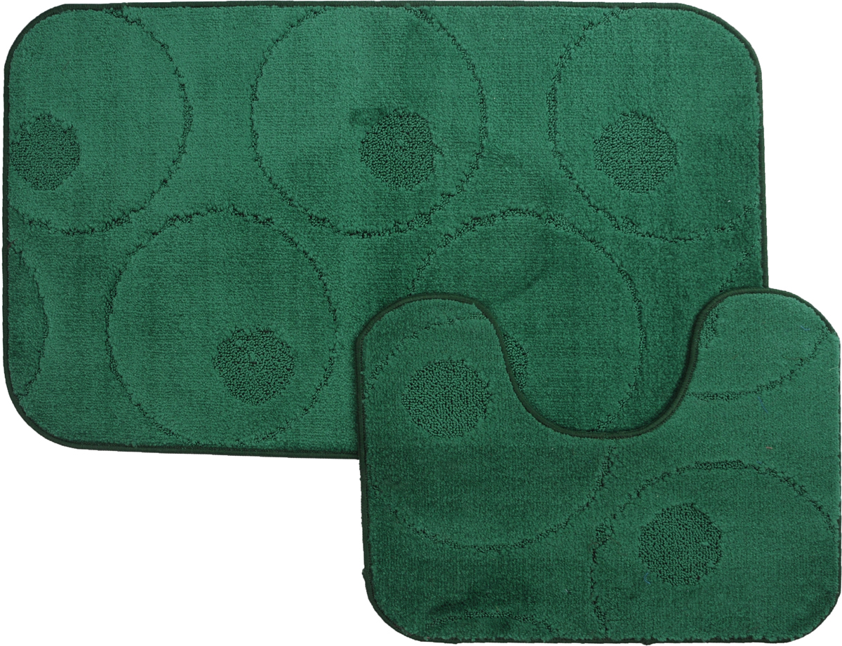 Набор ковриков для ванной MAC Carpet Рома. Круги, цвет: темно-зеленый, 60 х 100 см, 50 х 60 см, 2 шт21795 Набор ковриков для ванной MAC Carpet Рома. Круги, цвет: темно-зеленый, 60 х 100 см, 50 х 60 см, 2 шт21795Набор MAC Carpet Рома. Круги, выполненный из полипропилена, состоит из двух ковриков для ванной комнаты, один из которых имеет вырез под унитаз. Противоскользящее основание изготовлено из термопластичной резины. Коврики мягкие и приятные на ощупь, отлично впитывают влагу и быстро сохнут. Высокая износостойкость ковриков и стойкость цвета позволит вам наслаждаться покупкой долгие годы. Можно стирать вручную или в стиральной машине на деликатном режиме при температуре 30°С. тиральной машине на деликатном режиме при температуре 30°С.