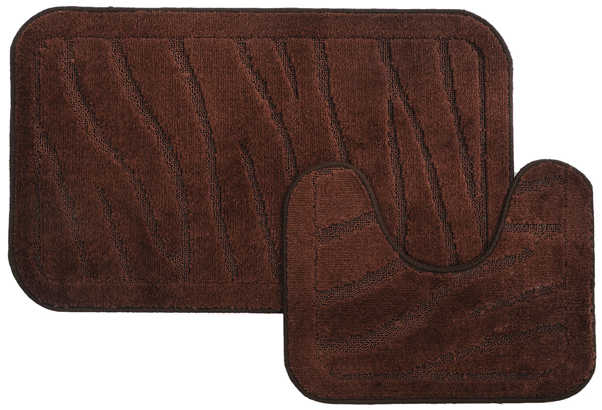 Набор ковриков для ванной MAC Carpet Рома. Линии, цвет: коричневый, 50 х 80 см, 50 х 40 см, 2 шт11542 Набор ковриков для ванной MAC Carpet Рома. Линии, цвет: коричневый, 50 х 80 см, 50 х 40 см, 2 шт11542Набор MAC Carpet Рома. Линии, выполненный из полипропилена, состоит из двух ковриков для ванной комнаты, один из которых имеет вырез под унитаз. Противоскользящее основание изготовлено из термопластичной резины. Коврики мягкие и приятные на ощупь, отлично впитывают влагу и быстро сохнут. Высокая износостойкость ковриков и стойкость цвета позволит вам наслаждаться покупкой долгие годы. Можно стирать вручную или в стиральной машине на деликатном режиме при температуре 30°С.