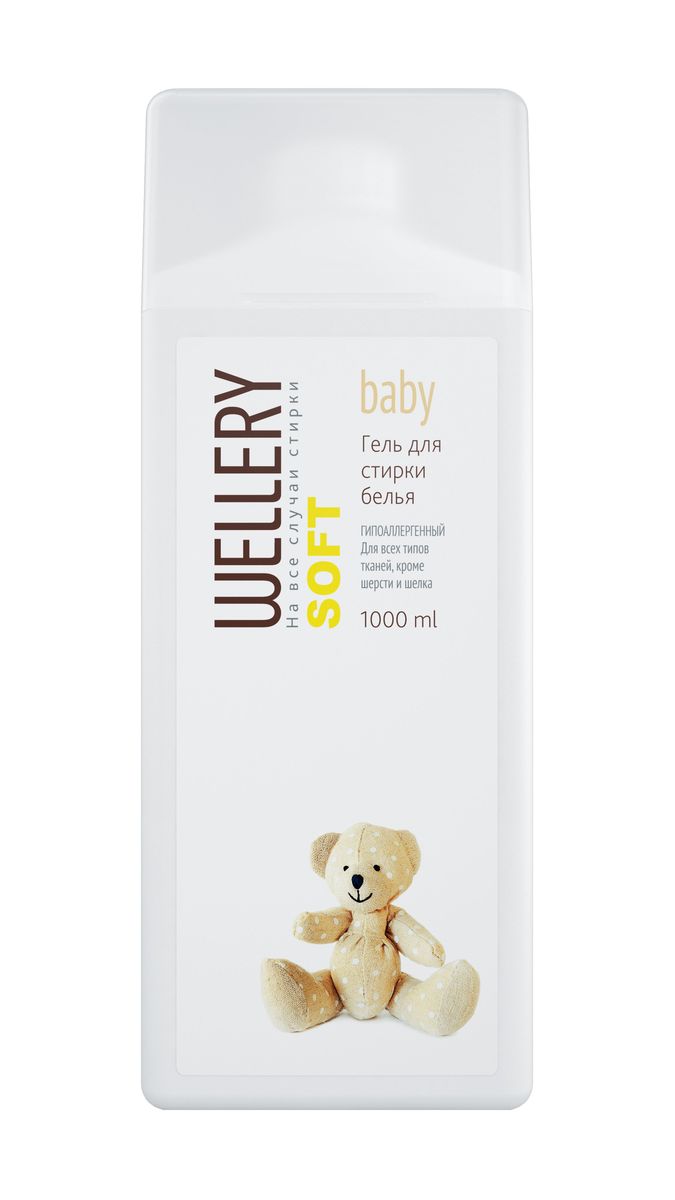 Wellery Soft baby Средство для стирки жидкое универсальное 1 л790009 Wellery Soft baby Средство для стирки жидкое универсальное 1 л790009Гипоаллергенно. НЕТОКСИЧЕН. Индекс токсичности продукта соответствует нормам ГОСТ. Предназначен для использования с первых дней жизни (0+). Эффективно отстирывает пятна, типичные для детской одежды и белья (органические пятна, лактоза, детское питание). Нейтральный аромат (гипоаллергенная ароматизирующая добавка). Сохраняет яркость цвета и структуру ткани.