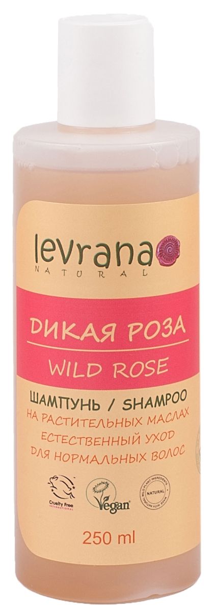 Levrana Шампунь для нормальных волос Дикая Роза, 250 млHSH03 Levrana Шампунь для нормальных волос Дикая Роза, 250 млHSH03В основе натурального шампуня - масло Шиповника, Жожоба масло, масло Расторопши, Репейника масло, Кокосовое масло, Касторовое масло, Облепиховое масло и др. Натуральный шампунь бережно очищает волосы, сохраняя их здоровье и красоту. При регулярном использовании натурального шампуня вы почувствуете, что ваши волосы сохраняют чистоту на более долгий срок.