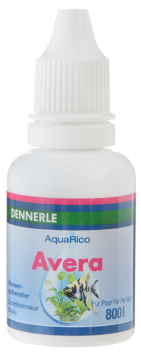 Кондиционер для воды Dennerle Avera, 25 мл0120710 Кондиционер для воды Dennerle Avera, 25 мл0120710Кондиционер Dennerle Avera превращает водопроводную воду в аквариумную воду, пригодную для жизни рыб и растений. Нейтрализует агрессивный хлор, связывает ядовитые тяжелые металлы (медь, свинец). Добавляет натуральные биоактивные вещества. Содержит специально разработанный Complete-Care-Complex, обеспечивающий эффективную защиту всех рыб:- высококачественные коллоиды Алоэ Вера защищают чувствительные плавники и слизистую оболочку,- декспантенол содействует заживлению небольших ранок,- активный йод заботится о здоровой деятельности желез внутренней секреции,- комплекс витамина B защищает от стрессов,- иммуностимуляторы усиливают защитные силы организма.25 мл кондиционера хватает на 800 л аквариумной воды.Дозировка: при замене 30-50% воды в аквариуме: 3 мл на 100 л аквариумной воды. При замене свыше 50% воды в аквариуме: 6 мл на 100 л аквариумной воды.