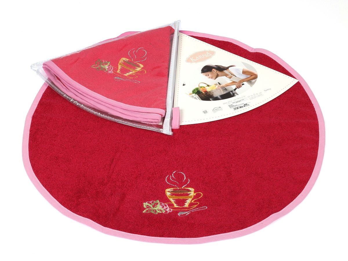 Салфетка кухонная Karna Zelina, диаметр 50 см. 504/CHAR006504/CHAR006 Салфетка кухонная Karna Zelina, диаметр 50 см. 504/CHAR006504/CHAR006Кухонная салфетка Karna Zelina выполнена из 100% хлопка и украшена оригинальным рисунком. Изделие отлично впитывает влагу, быстро сохнет, сохраняет яркость цвета и не теряет форму даже после многократных стирок. Салфетка очень практична и неприхотлива в уходе. Она создаст прекрасное настроение и украсит интерьер вашей кухни. Диаметр салфетки: 50 см.