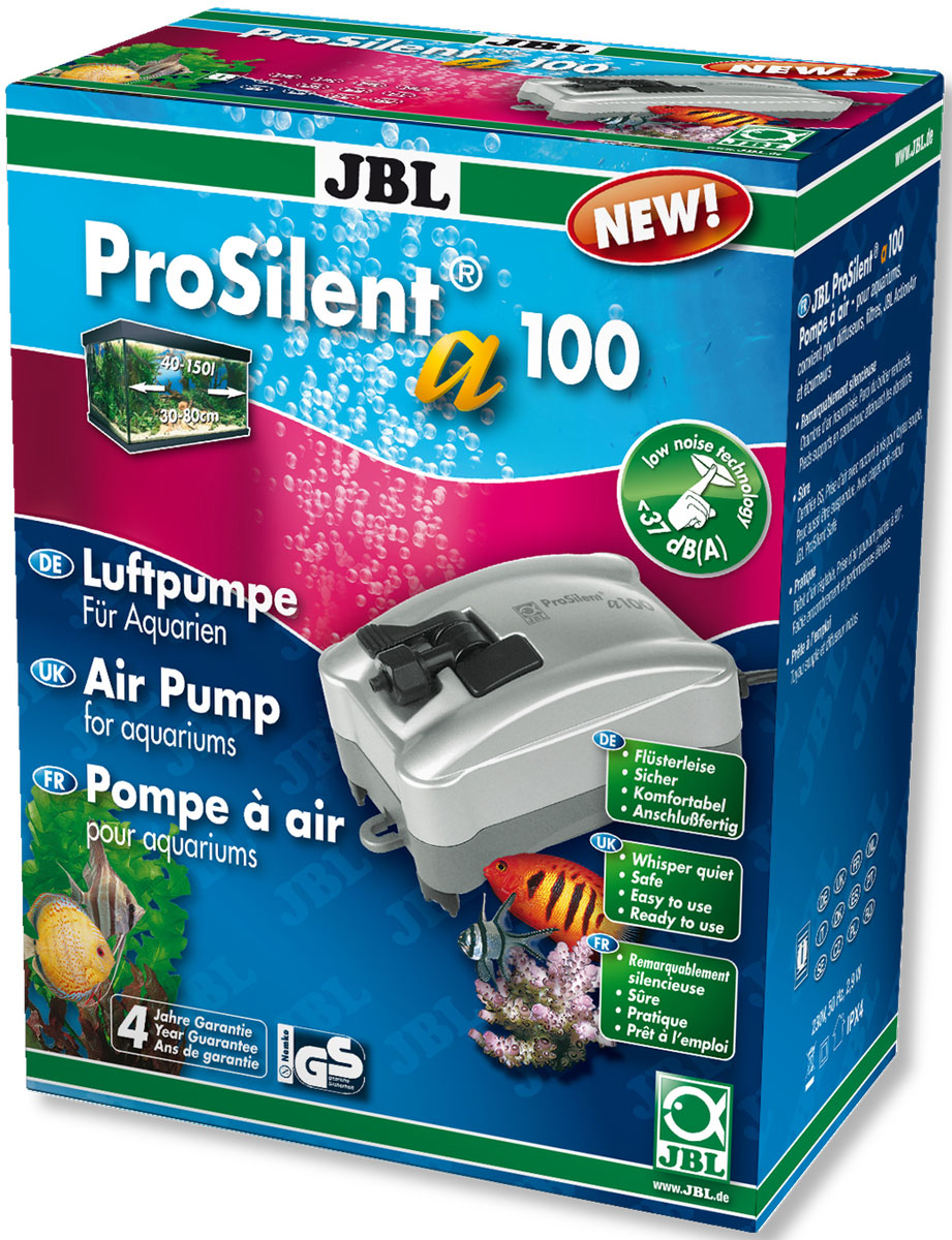 Сверхтихий компрессор JBL ProSilent, 100 л/ч для аквариумов 40-150 лJBL6054100 Сверхтихий компрессор JBL ProSilent, 100 л/ч для аквариумов 40-150 лJBL6054100JBL ProSilent a100 - Сверхтихий компрессор 100 л/ч для аквариумов 40-150 литров