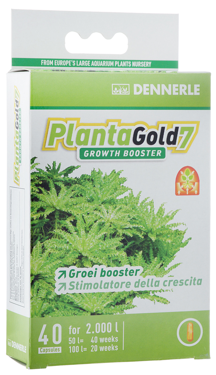 Удобрение для аквариумных растений Dennerle Planta Gold 7, стимулятор роста, в капсулах, 40 шт0120710 Удобрение для аквариумных растений Dennerle Planta Gold 7, стимулятор роста, в капсулах, 40 шт0120710Удобрение в капсулах для стимуляции роста аквариумных растений. - Ускоряет рост в любом аквариуме.- Рецепт успеха от питомника аквариумных растений. - Натуральные растительные энзимы стимулируют деление клеток. - Активное железо обеспечивает сочную зелень листьев. - Даже самые привлекательные растения становятся еще красивее. - Помогает при замедленном росте. Дозировка: 1 капсула на 50 литров аквариумной воды раз в неделю.Вес: 18,4 г. Количество капсул: 40 шт. Товар сертифицирован.