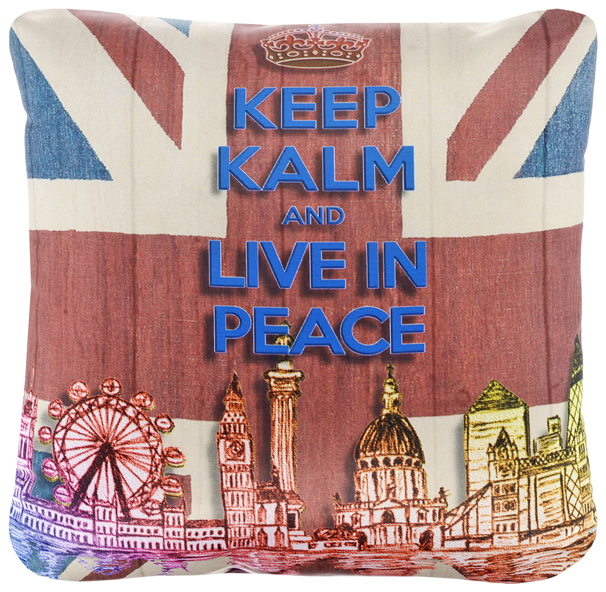 Подушка декоративная GiftnHome Union Jack, 35 х 35 смPLW-35 UnionJack Подушка декоративная GiftnHome Union Jack, 35 х 35 смPLW-35 UnionJackДекоративная подушка GiftnHome Union Jack прекрасно дополнит интерьер спальни или гостиной. Чехол подушки выполнен из 100% полиэстера, украшен изображением Лондона на фоне британского флага и надписью Keep kalm and live in peace. Застежка - молния надежно удерживает наполнитель внутри и не позволяет ему скатываться со временем. В качестве наполнителя используется 100% холлофайбер. Красивая подушка создаст атмосферу уюта в доме и станет прекрасным элементом декора. Размер подушки: 35 х 35 см.