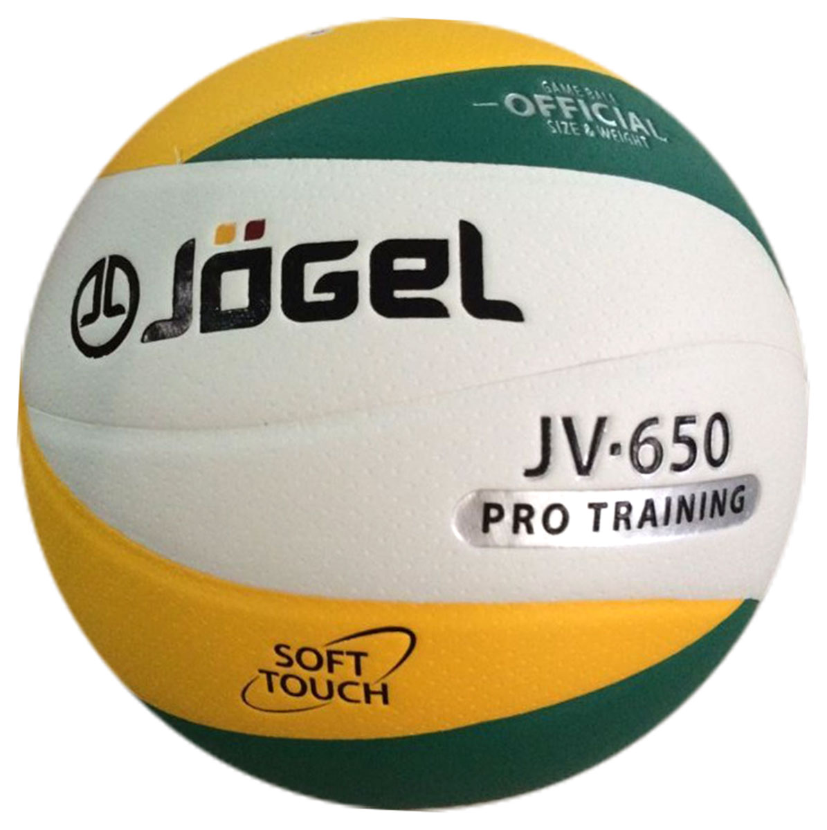 Мяч волейбольный Jogel, цвет: зеленый, желтый. Размер 5. JV-650УТ-00009345 Мяч волейбольный Jogel, цвет: зеленый, желтый. Размер 5. JV-650УТ-00009345Название: Мяч волейбольный Jgel JV-650 Уровень: Тренировочно-игровой мяч Серия: PRO TRAINING Описание: Jogel JV-650 клееный волейбольный мяч из новой Коллекции 12-панельных мячей Jogel, серия PRO TRAINING. Уникальный дизайн панелей, новинка на российском рынке! Данная модель предназначена для профессиональных тренировок, благодаря чему обладает всеми необходимыми характеристиками для интенсивных занятий. Поверхность мяча выполнена из мягкой высококачественной синтетической кожи (полиуретан), с применением технологии Soft Touch, имитирующей по ощущениям натуральную кожу и обеспечивающей правильный отскок. Помимо этого, поверхность мяча обработана по технологии Dimple - микроуглубления на поверхности мяча, которые обеспечивают лучший контроль, мяч меньше скользит. Мяч состоит из 12-ти панелей, оснащен бутиловой камерой и армирован подкладочным слоем из ткани. Рекомендован для тренировок команд среднего и высокого уровня, а также соревнований любительских и средних команд. Данный мяч...