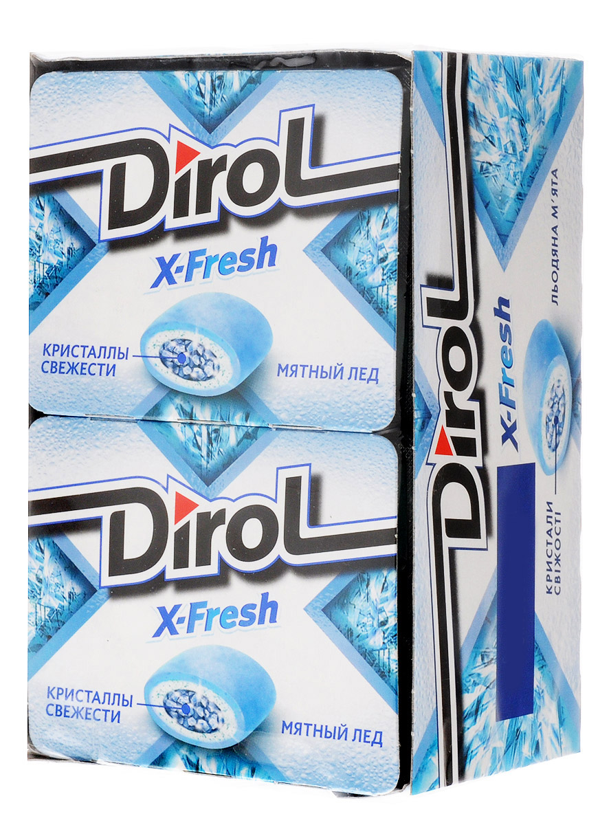 Dirol X-Fresh Мятный лед жевательная резинка без сахара, 12 пачек по 16 г0120710 Dirol X-Fresh Мятный лед жевательная резинка без сахара, 12 пачек по 16 г0120710Dirol X-Fresh Мятный лед - популярная жевательная резинка. Обладает ярко выраженным долгим неугасаемым вкусом. В пачке 8 подушечек.Общеизвестно, что древние греки использовали смолу мастичного дерева или пчелиный воск, чтобы освежить дыхание и очистить зубы от остатков еды. Племена Майя наслаждались жеванием каучука. На севере Америки индейцы наслаждались подобием жевательной резинки - смолы хвойных деревьев, предварительно выпаренной на костре. В Сибири пользовалась популярностью сибирская смолка, с её помощью чистили зубы и укрепляли десны. В Европе зарождение жевательной культуры обозначено в 16 веке благодаря завезенному из Вест-Индии табаку. Затем жвачка появилась в Соединенных Штатах. Вплоть до 19 века попытки внедрить воск, парафин вместо жевательного табака терпели крах.