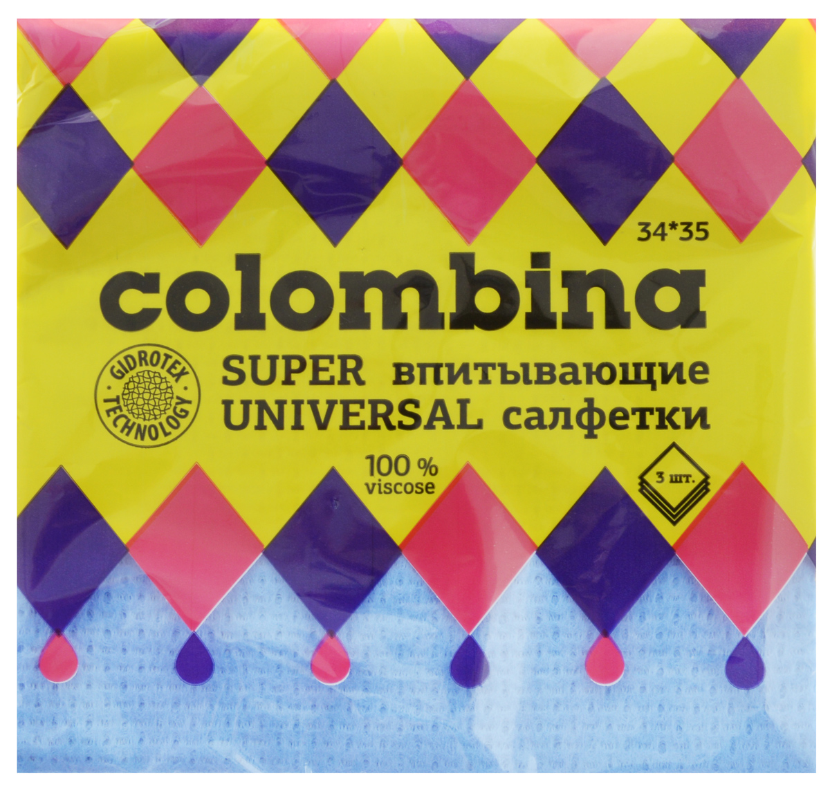 Набор салфеток Colombina Universal, супервпитывающие, цвет: голубой, 34 х 35 см, 3 штК2.1_голубой Набор салфеток Colombina Universal, супервпитывающие, цвет: голубой, 34 х 35 см, 3 штК2.1_голубойСалфетки Colombina Universal состоят из 100% вискозы без добавления синтетики. Изделия предназначены для сухой и влажной уборки. Отлично впитывают жидкости, жиры, масла. Пригодны для многоразового использования, долговечны, не оставляют следов и ворсинок. Приятные на ощупь, не вызывают раздражения и гипоаллергенны. Размер салфетки: 34 х 35 см.