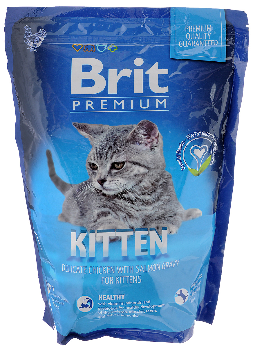 Корм сухой Brit Premium для котят, с курицей в соусе из лосося, 800 г0120710 Корм сухой Brit Premium для котят, с курицей в соусе из лосося, 800 г0120710Корм Brit Premium - это рацион премиум-класса, который создан специально для беременных кошек и новорожденных малышей. В его составе содержатся всежизненно важные витамины и микроэлементы, которыеукрепляют все внутренние органы и системы домашнихпитомцев. Нежным котятам нужно немало сил и энергиидля развития, роста, а их мамам - внутренняя поддержка и правильное питание. Поэтому в маленьких хрустящихкусочках корма содержится достаточное количество витаминов, минералов, питательных веществ, чтобы удовлетворить суточную потребность. Их содержание максимально сбалансировано, поэтому они легко усваиваются неокрепшей пищеварительной системой. Товар сертифицирован.