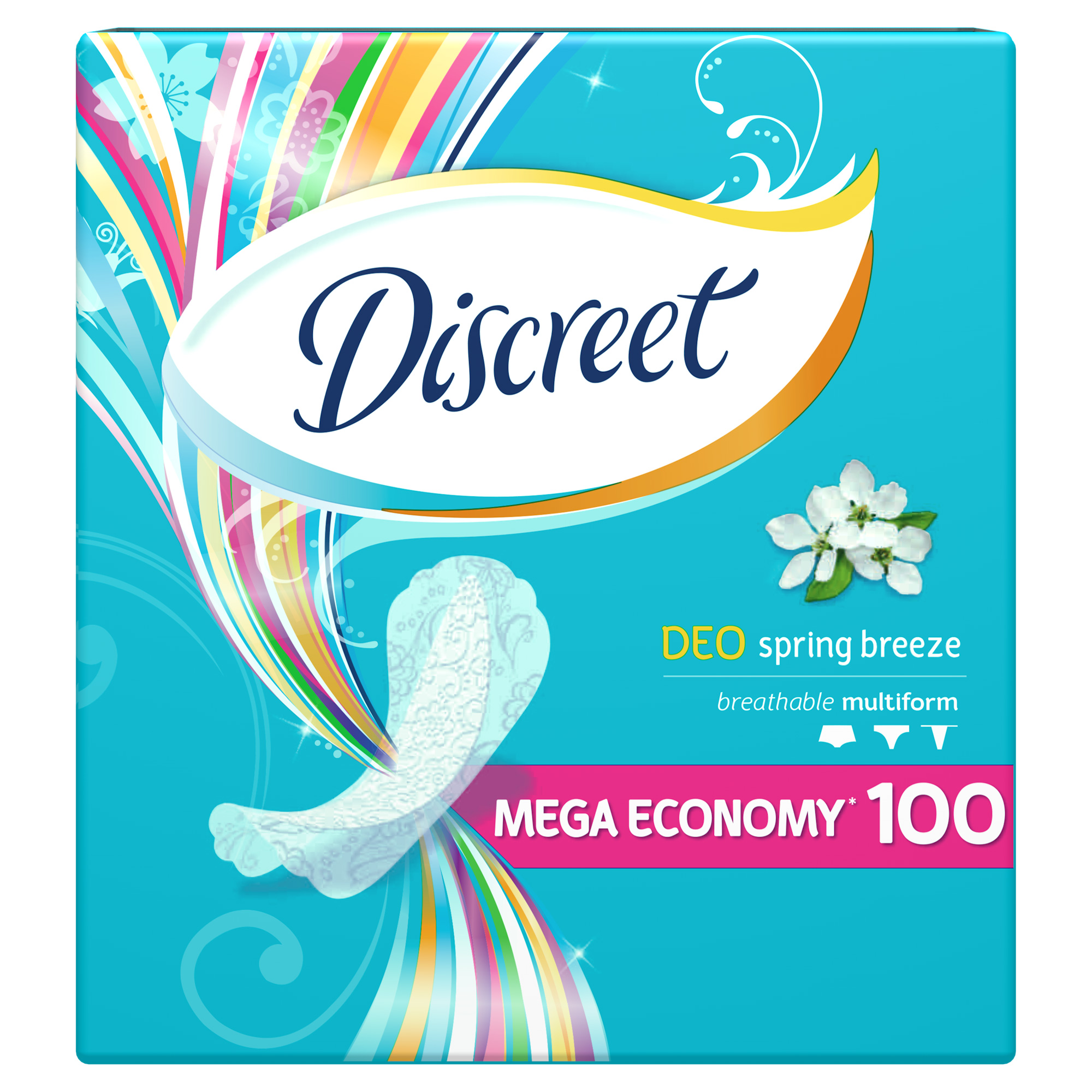Discreet Женские гигиенические прокладки на каждый день Deo Spring Breeze Multiform 100шт ПрепКоробAD-83733561 Discreet Женские гигиенические прокладки на каждый день Deo Spring Breeze Multiform 100шт ПрепКоробAD-83733561Коллекция экстрадышащих ежедневок Discreet - до 12 часов свежести! Discreet Deo Spring Breeze - самые тонкие ежедневные гигиенические прокладки! 100% ощущения свежести! Тонкая ежедневка с овальной серединкой в обрамлении шелковистых краев-крылышек и с легким ароматом. Discreet Deo Ocean Breeze подарят весеннюю свежесть каждой! Заботятся о вашей коже, одобрены дерматологами. Ежедневные экстрадышащие гигиенические прокладки, которые сохраняют свежесть до 12 часов. Всегда дарят весеннюю свежесть. Невероятно тонкие, менее 1 мм. Подходят для любого типа белья и обеспечивают идеальную фиксацию. Уникальный кружевной дизайн.