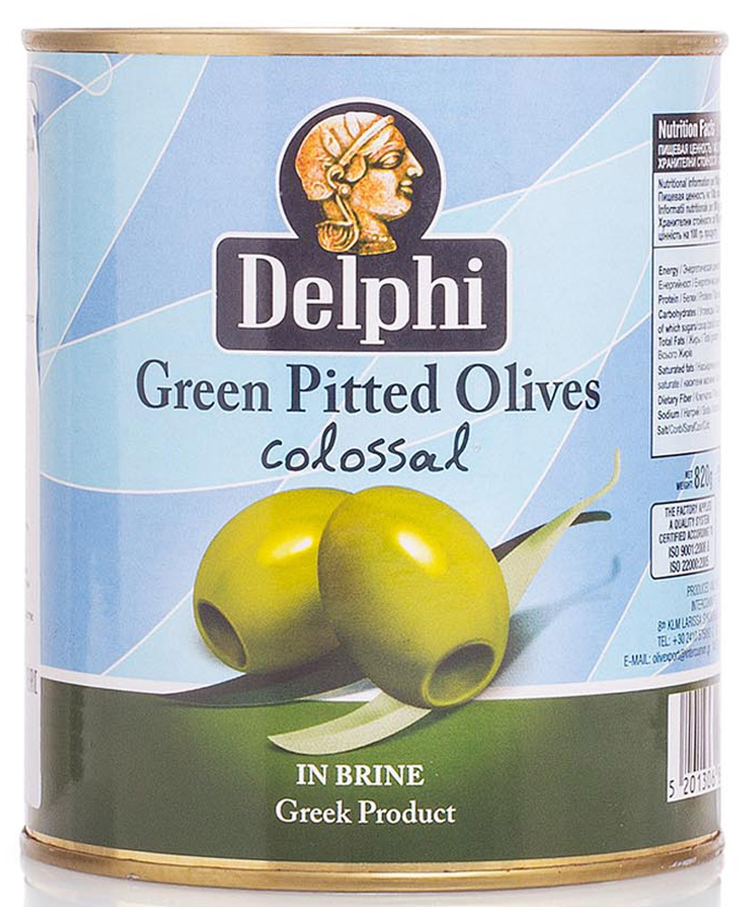 Delphi Оливки без косточки в рассоле Colossal 121-140, 820 г51.0034,1 Delphi Оливки без косточки в рассоле Colossal 121-140, 820 г51.0034,1В жестяной банке находятся зеленые отборные делфи оливки, выращенные на солнечном острове Крит, не содержащие косточек, которые залиты рассолом.