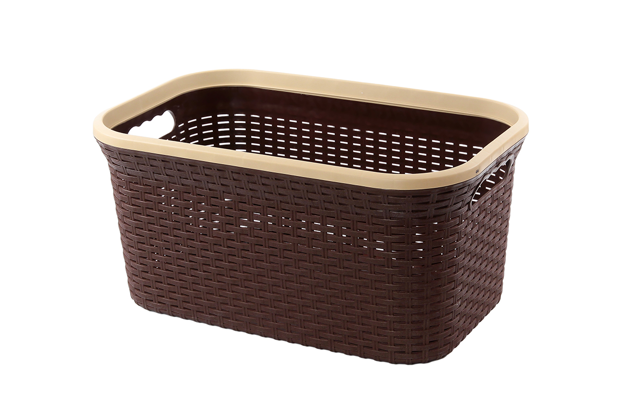 Корзина для хранения Violet Ротанг, цвет: темно-коричневый, 50 х 33 х 25 см810548 Корзина для хранения Violet Ротанг, цвет: темно-коричневый, 50 х 33 х 25 см810548Прямоугольная корзина Violet Ротанг, изготовленная из полипропилена, имитирующая плетение ротанг, предназначена для хранения мелочей в ванной, на кухне, даче или гараже. Позволяет хранить мелкие вещи, исключая возможность их потери. Это легкая корзина со сплошным дном, жесткой кромкой, с небольшими отверстиями на стенках.