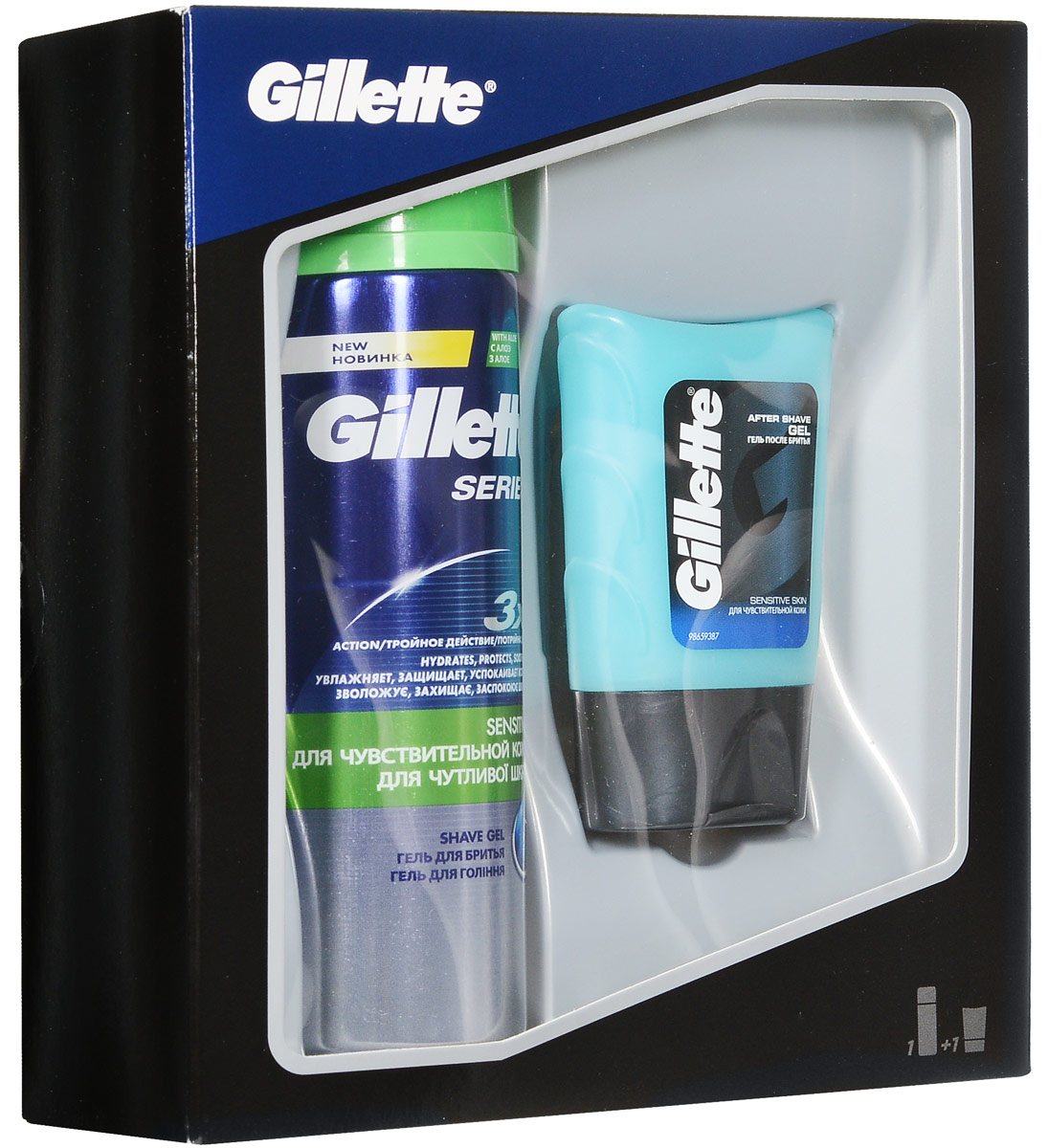 Подарочный Набор Gillette Series: Гель Для Бритья Gillette Series Sensitive Skin, 200 мл+ Гель после бритья Gillette Sensitive Skin, 75 млGLS-81561893 Подарочный Набор Gillette Series: Гель Для Бритья Gillette Series Sensitive Skin, 200 мл+ Гель после бритья Gillette Sensitive Skin, 75 млGLS-81561893Подарочный набор Gillette Series подарит нужную защиту до и после бритья. В набор входят гель для бритья Gillette Series Sensitive Skin и Гель после бритья Gillette Sensitive Skin. Гель для чувствительной кожи имеет легкий аромат, быстро пенится, легко распределяется, а также уменьшает трение и раздражение. Обладает тройным действием: увлажняет, защищает и освежает. Бальзам после бритья увлажняет и успокаивает только что выбритую кожу.. Подарочный набор Gillette Series подарит идеально гладкое бритье. В набор входят гель для бритья и бальзам после бритья Gillette Series Sensitive Skin. Гель хорошо пенится, легко наносится и уменьшает трение. Бальзам после бритья увлажняет и успокаивает только что выбритую кожу. Обладает тройным действием: увлажняет, защищает и освежает кожу.