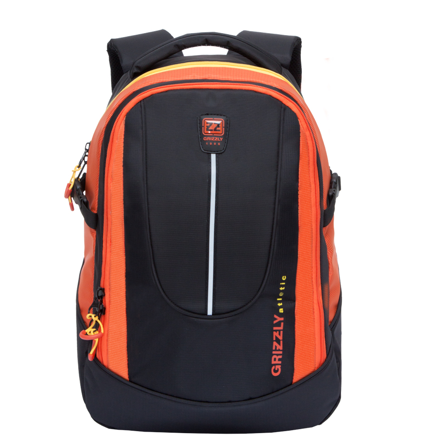 Рюкзак молодежный мужской Grizzly, цвет: черный, оранжевый, 26 л. RU-708-1/2BP-001 BK Рюкзак молодежный мужской Grizzly, цвет: черный, оранжевый, 26 л. RU-708-1/2BP-001 BKРюкзак молодежный с двумя отделениями, внутренними карманами для мелочей в переднем отделении и карманом для гаджета и документов в основном отделении, с ручкой для переноски, рельефной спинкой и укрепленными лямками