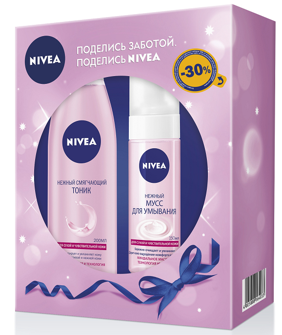 Nivea Подарочный набор Нежный мусс для сухой кожи 150мл и Смягчяющий тоник Aqua Effect 200млL08-8 Nivea Подарочный набор Нежный мусс для сухой кожи 150мл и Смягчяющий тоник Aqua Effect 200млL08-8Набор Бережное Очищение от Nivea: нежный мусс для умывания с миндальным маслом и технологией Hydra IQ бережно и мягко очищает кожу благодаря воздушной текстуре пены + нежный смягчающий тоник для сухой и чувствительной кожи, который эффективно очищает кожу от остатков макияжа и загрязнений, успокаивает и увлажняет кожу, делая ее бархатистой = отличный выбор для Вашей кожи!
