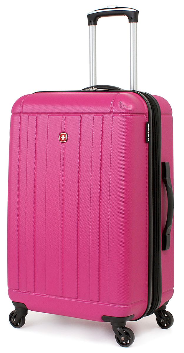 Чемодан SwissGear Uster, цвет: розовый, 62 л. 515456297808167 Чемодан SwissGear Uster, цвет: розовый, 62 л. 515456297808167Чемодан 6297808167 SwissGear Uster, розовый, АБС-пластик, 41x26x58 см, 62 л Дорожный чемодан USTER прекрасный выбор для путешественников! Чемоданы серии USTER сделаны из АБС-пластика, преимущества которого заключаются в высокой прочности при минимальном весе. Да, этот чемодан действительно легок и станет отличным компаньоном в дороге даже для хрупких, миниатюрных дам! Удобная телескопическая ручка, сделанная из авиационного алюминия, целых четыре маневренных колесика, вращающийся на 360 градусов, и наличие сразу двух ручек (сверху и сбоку) делают этот чемодан поистине эргономичным. Внутренняя эргономика также свидетельствует о благородном швейцарском происхождении. В основном пространстве имеется отделение, с закрывающейся на молнию сетчатой стенкой, а для небольших аксессуаров имеется съемный несессер. Надежно зафиксировать ваши вещи в чемодане помогут внутренние перекрестные ремни с удобным замком. Характеристики: Застежки молнии основного отделения чемодана...