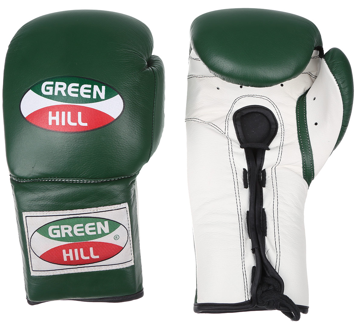 Перчатки боксерские Green Hill Proffi, цвет: зеленый, белый. Вес 14 унций. BGP-2014AIRWHEEL Q3-340WH-BLACK Перчатки боксерские Green Hill Proffi, цвет: зеленый, белый. Вес 14 унций. BGP-2014AIRWHEEL Q3-340WH-BLACKБоксерские перчатки Green Hill Proffi предназначены для использования профессионалами. Верх выполнен из натуральной кожи, наполнитель - из вспененного полимера. Отверстие в области ладони позволяет создать максимально комфортный терморежим во время занятий. Манжет на шнуровке способствует быстрому и удобному надеванию перчаток, плотно фиксирует перчатки на руке.