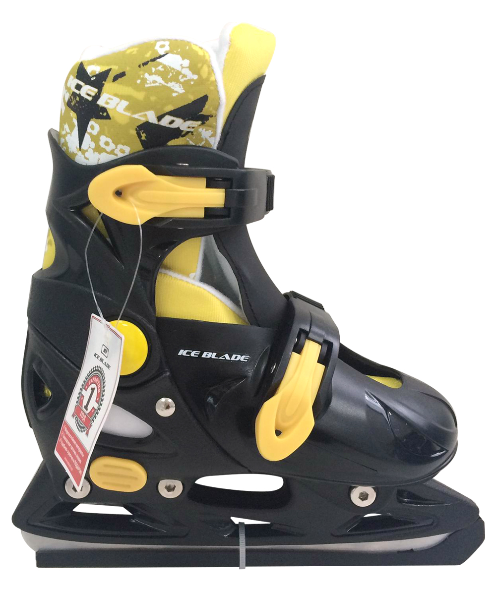 Коньки ледовые Ice Blade Felix, раздвижные, цвет: черный, желтый. УТ-00009114. Размер M (37/40)SF 010 Коньки ледовые Ice Blade Felix, раздвижные, цвет: черный, желтый. УТ-00009114. Размер M (37/40)SF 010Коньки раздвижные Felix - это классические раздвижные коньки от известного бренда Ice Blade, которые предназначены для детей и подростков, а также для тех, кто делает первые шаги в катании на льду.Ботинок изготовлен из морозоустойчивого пластика. Внутренняя поверхность из мягкого и теплого текстиля обеспечивает комфорт во время движения. Лезвие выполнено из высокоуглеродистой стали с покрытием из никеля. Пластиковые клипсы с фиксатором надежно фиксируют голеностоп. Конструкция коньков позволяет быстро и точно изменять их размер. Яркий молодежный дизайн, теплый внутренний сапожок, удобная система фиксации ноги, легкая смена размера, надежная защита пятки и носка - все это бесспорные преимущества модели. Коньки поставляются с заводской заточкой лезвия, что позволяет сразу приступить к катанию и не тратить денег на заточку. Предназначены для использования на открытом и закрытом льду.