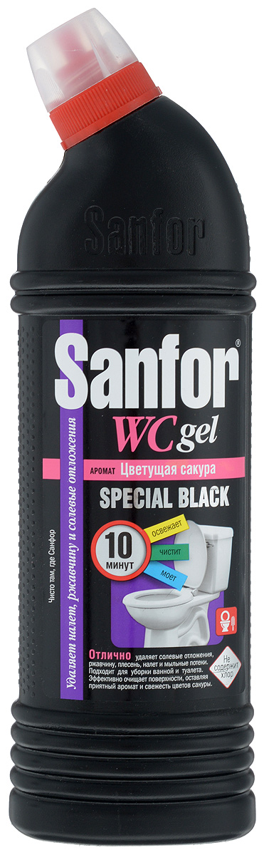 Средство для чистки и дезинфекции унитаза Sanfor WC Gel, 750 мл4602984004614 Средство для чистки и дезинфекции унитаза Sanfor WC Gel, 750 мл4602984004614Средство для чистки и дезинфекции Sanfor WC Gel безупречно устраняет известковый налет и препятствует его образованию в унитазах, удаляет ржавчину, а также легко очищает поверхность от жировых пятен, плесени, мыльных потеков. Благодаря густой формуле равномерно распределяется и не стекает с наклонных поверхностей. Действует даже под водой! Обеспечивает свежий запах. Походит для уборки и дезинфекции туалетов для животных. Обладает антимикробными свойствами. Товар сертифицирован.
